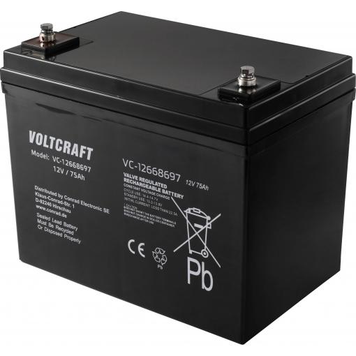 VOLTCRAFT VC-12668697 VC-16623035 olověný akumulátor 12 V 75 Ah olověný se skelným rounem (š x v x h) 258 x 206 x 166 mm bezúdržbové, nepatrné vybíjení