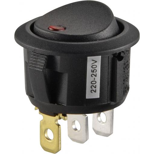 TRU COMPONENTS TC-R13-208B2-02 RD kolébkový spínač 250 V/AC 10 A 1x vyp/zap Barvy světla (LED svítidlo): červená s aretací 1 ks