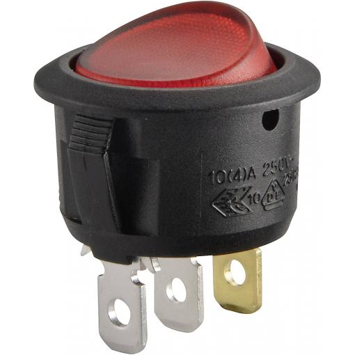 TRU COMPONENTS TC-R13-208B-02 kolébkový spínač 12 V/DC 20 A 1x vyp/zap Barvy světla (LED svítidlo): červená s aretací 1 ks