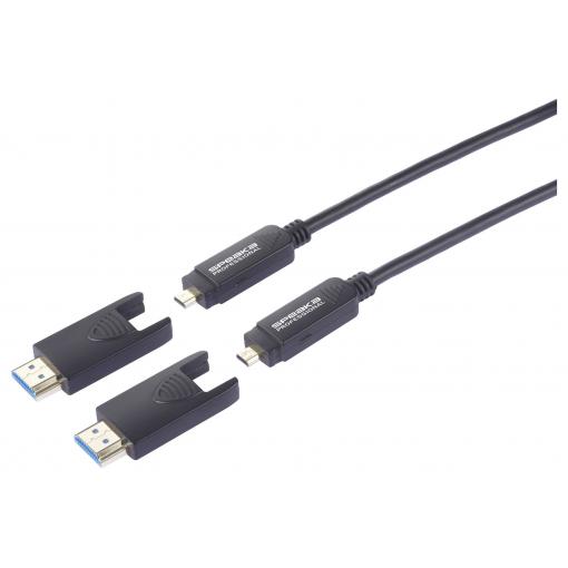 SpeaKa Professional optické vlákno / HDMI kabel Zástrčka HDMI-A, Zástrčka HDMI Micro-D, Zástrčka HDMI-A, Zástrčka HDMI Micro-D 20.00 m černá SP-13597808 8K UHD