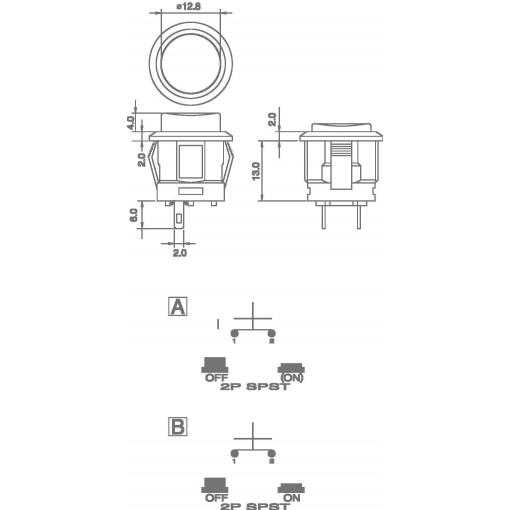 TRU COMPONENTS TC-R13-523A-05RT, 1587752 tlačítko, 16 mm, 250 V/AC, 1.5 A, 1 ks