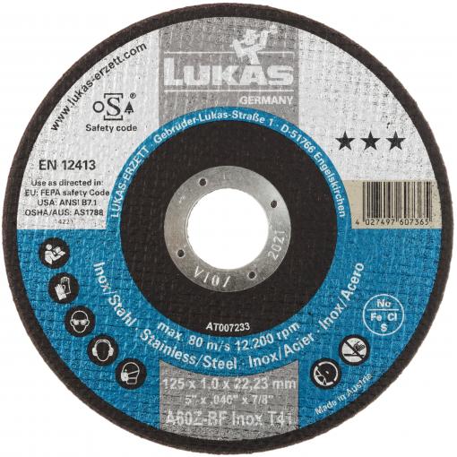 LUKAS-ERZETT T41 125x1,0x22,23 A60Z-BF AT007233V9802 sada řezných kotoučů 125 mm 50 ks