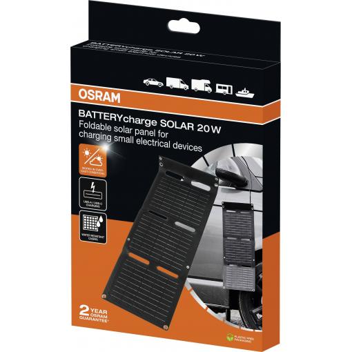 Osram Automotive BATTERYcharge SOLAR 20W INCL. USB monokrystalický solární panel, 20 W, 5 V