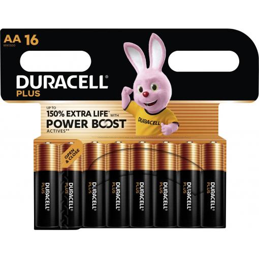 Duracell Plus Power Boost MN1500 tužková baterie AA 1.5 V, 16 ks
