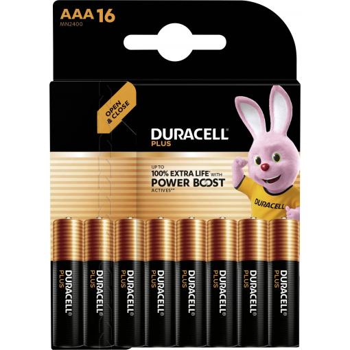 Duracell Plus Power Boost MN2400 mikrotužková baterie AAA 1.5 V 16 ks