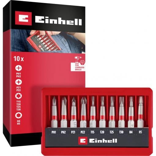 Einhell Bit Taschenbox 10tlg 118643 sada bitů, PH, PZ, inbus, TX