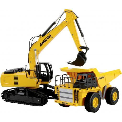 Amewi 22710 2-in-1 Set Kipper & Kettenbagger 1:24 elektrický RC funkční model RtR se světelným efektem
