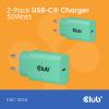 club3D CAC-3024 USB nabíječka, USB-C® zástrčka, 30 W, Power Delivery 3.0, zelená