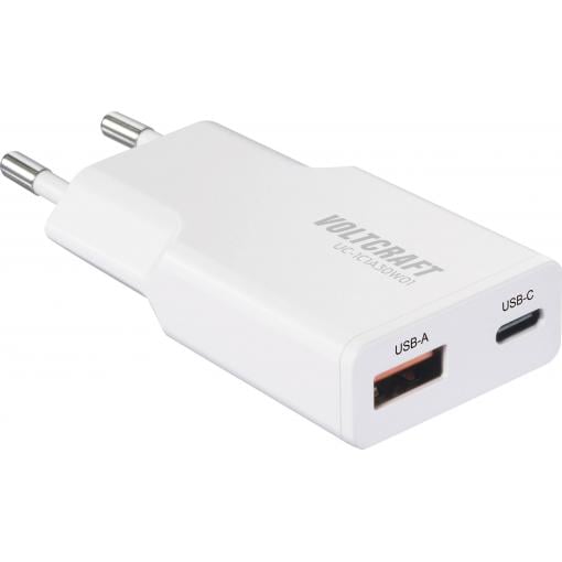VOLTCRAFT UC-1C1A30W01 USB nabíječka 30 W 1x USB A , 1x USB-C® Rychlé nabíjení, Power Delivery 3.0 bílá GaN
