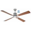 CasaFan ECO NEO III 132 BN-SW/TK WiFi Flügel Schwarz/Teak stropní ventilátor 27 W (Ø x v) 132 cm x 360 mm chrom (kartáčovaný) s dálkovým ovládáním, s