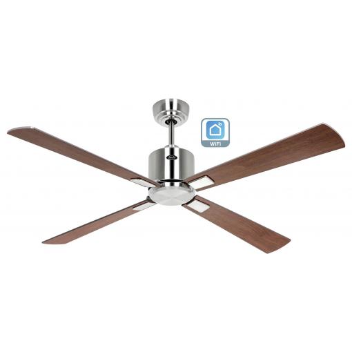 CasaFan ECO NEO III 132 BN-NB/KI WiFi Flügel Nussbaum/Kirsche stropní ventilátor 27 W (Ø x v) 132 cm x 360 mm chrom (kartáčovaný) s dálkovým ovládáním, s