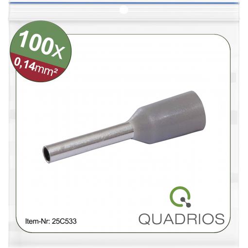 Quadrios 25C533 dutinka 0.14 mm² částečná izolace šedá 100 ks