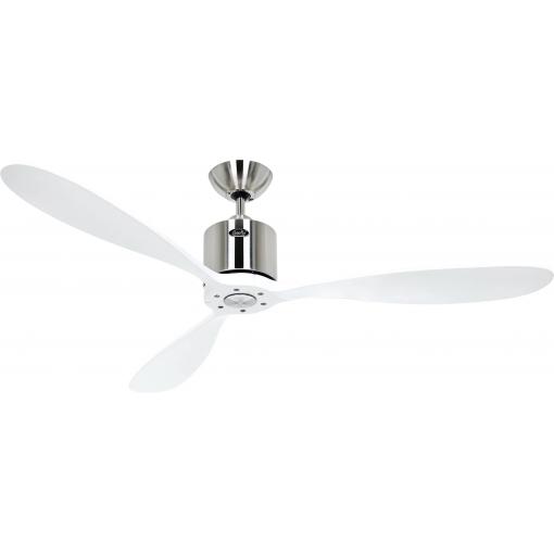 CasaFan AEROPLAN ECO 132 BN-WE Flügel Massivholz Weiß stropní ventilátor 27 W (Ø x v) 132 cm x 310 mm chrom (kartáčovaný) s dálkovým ovládáním, s časovačem,
