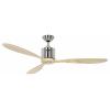 CasaFan AEROPLAN ECO 132 BN-NT Flügel Massivholz natur stropní ventilátor 27 W (Ø x v) 132 cm x 310 mm chrom (kartáčovaný) s dálkovým ovládáním, s časovačem,