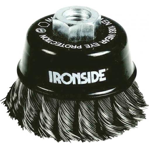 IRONSIDE Ocelový hrncový kartáč Ø 100 mm, pro úhlovou brusku, copánkový drát, se závitovým připojením M14, tloušťka drátu 0,50 mm 243007 1 ks