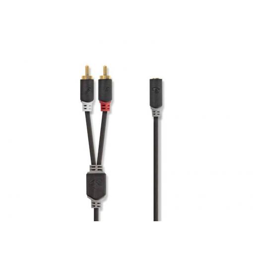 Kabel 2x Cinch konektor/Jack 3,5mm zdířka 0,2m NEDIS CABW22255AT02