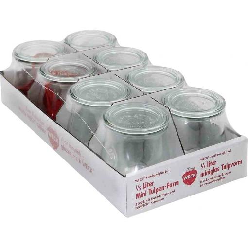 WECK 8T-762 Minitulový tvar, 8ks-Tray, 220 ml, s kroužky a spokami