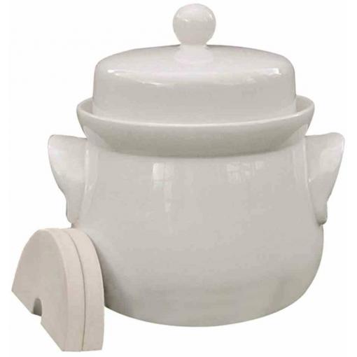 3202 Mini-Gärtopf creme 2,0 l mit Deckel und Steinen Fermentační nádoba