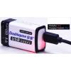 Baterie nabíjecí Li-Ion 9V 650mAh 6F22, Doublepow, napájení USB