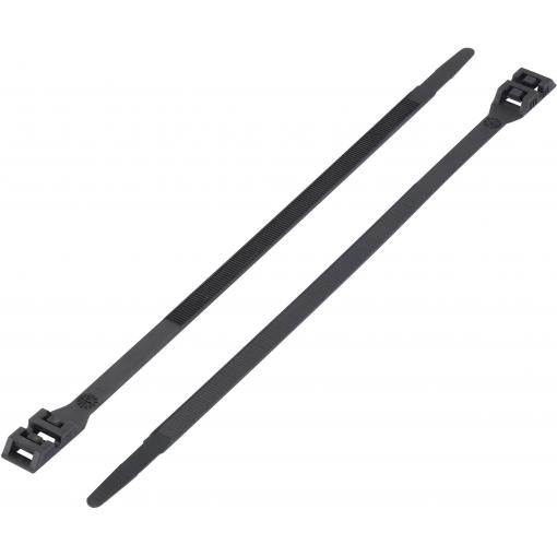 TRU COMPONENTS 1592754, TC-DK-510BK203, stahovací pásky, 9 mm, 510 mm, černá, s dvojitou hlavou, 1 ks
