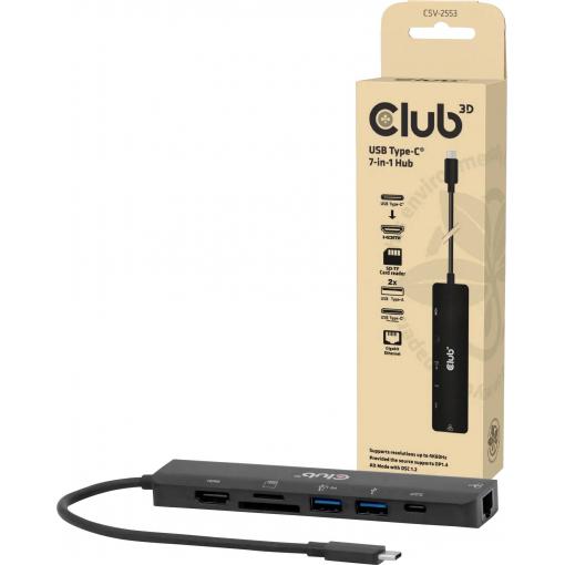 club3D USB-C® dokovací stanice CSV-2553 integrovaná čtečka karet, napájení USB-C®