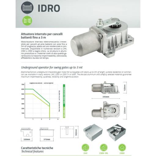 IDRO Kit 1K - podzemní pohon pro jednokřídlou bránu do 3 m