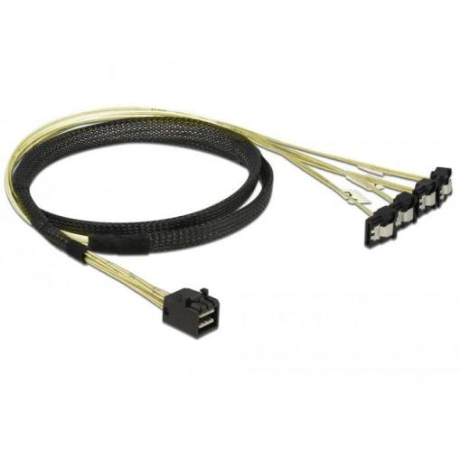 Delock pevný disk kabel [1x Mini-SAS zástrčka (SFF-8643) - 4x SATA zásuvka 7-pólová] 1 m černá, žlutá