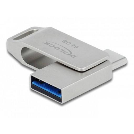 Delock 54075 skleněný USB flash disk 64 GB stříbrná 54075 USB, USB-A, USB-C®