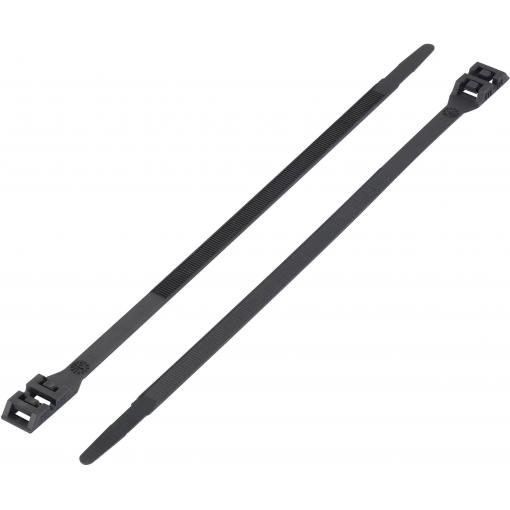 TRU COMPONENTS 1592837, TC-DK-610BK203, stahovací pásky, 9 mm, 610 mm, černá, s dvojitou hlavou, 1 ks