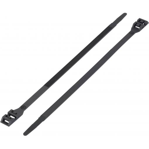 TRU COMPONENTS 1592838, TC-DK-760BK203, stahovací pásky, 9 mm, 760 mm, černá, s dvojitou hlavou, 1 ks