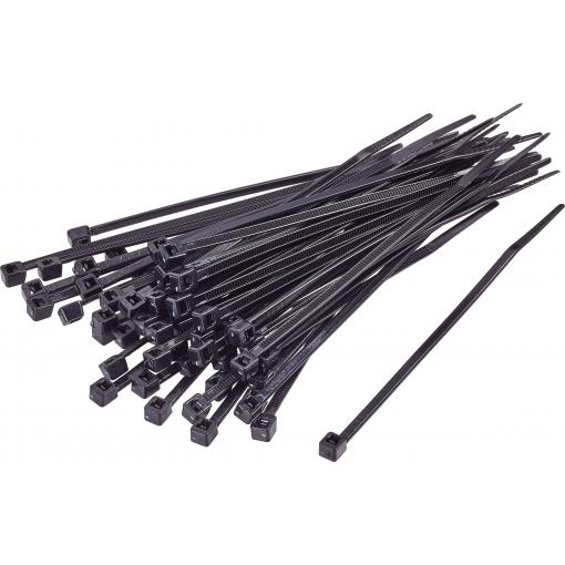TRU COMPONENTS 1592857, TC-CVR100BK203, stahovací pásky, 2.50 mm, 100 mm, černá, odolná vůči UV záření, 100 ks