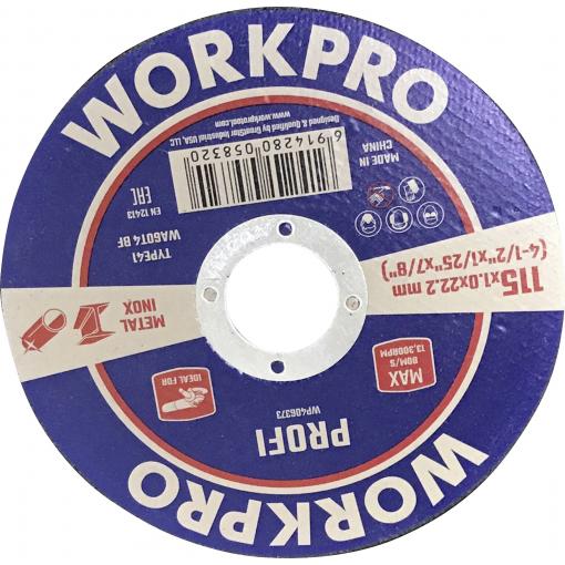 WorkPro WP406373 Řezný kotouč 115 mm 10 ks INOX, kov