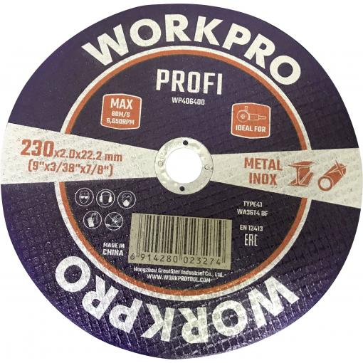 WorkPro WP406400 Řezný kotouč 230 mm 10 ks INOX, kov