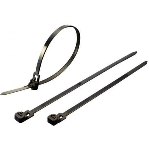 TRU COMPONENTS 1592874, TC-HVR125SBK203, stahovací pásky, 4.5 mm, 125 mm, černá, rozpojitelná, 100 ks