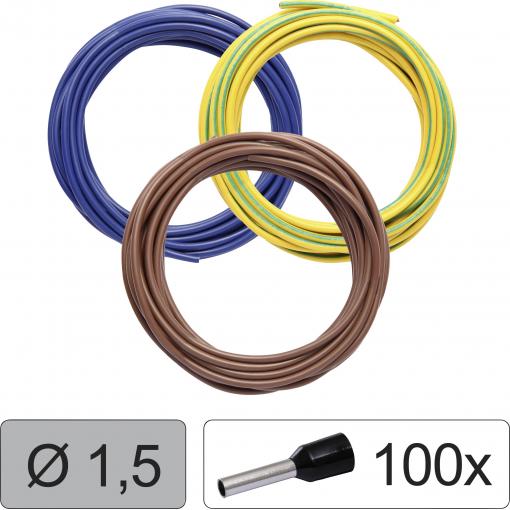 Quadrios 25CW123 Jednotlivá žíla, LiFY, 1.5 mm², modrá, hnědá, žlutozelená, 1 sada