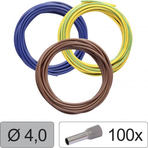 Quadrios 25CW125 Jednotlivá žíla, LiFY, 4.0 mm², modrá, hnědá, žlutozelená, 1 sada