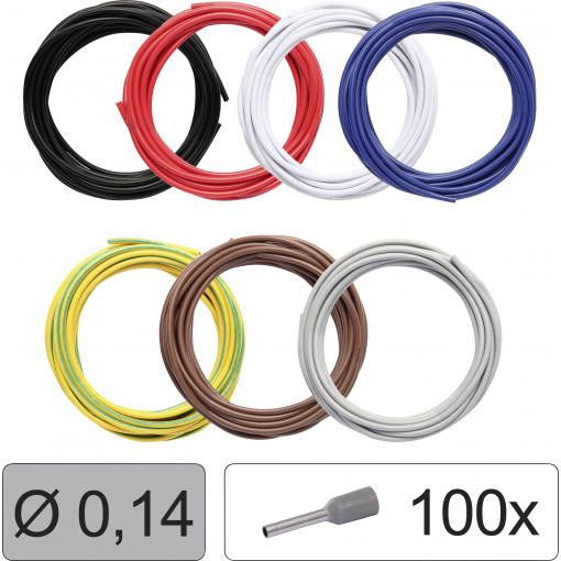 Quadrios 25CW110 Jednotlivá žíla, LiFY, 0.14 mm², černá, červená, bílá, modrá, žlutozelená, hnědá, šedá, 1 sada