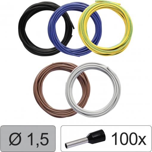 Quadrios 25CW118 Jednotlivá žíla, LiFY, 1.5 mm², černá, modrá, žlutozelená, hnědá, šedá, 1 sada