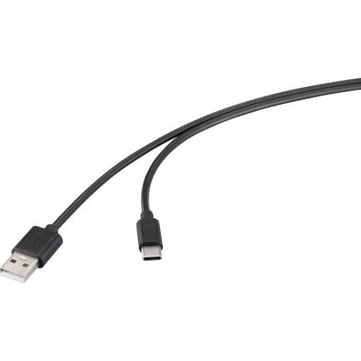 Renkforce USB kabel USB 2.0 USB-A zástrčka, USB-C ® zástrčka 0.50 m černá RF-6830314