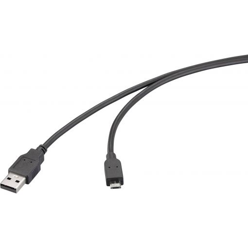 Renkforce USB kabel USB 2.0 USB-A zástrčka, USB Micro-B zástrčka 5.00 m černá RF-6830436