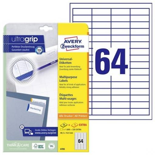Avery-Zweckform 4785 univerzální etikety 48.5 x 16.9 mm papír bílá 1 ks trvalé laserová tiskárna