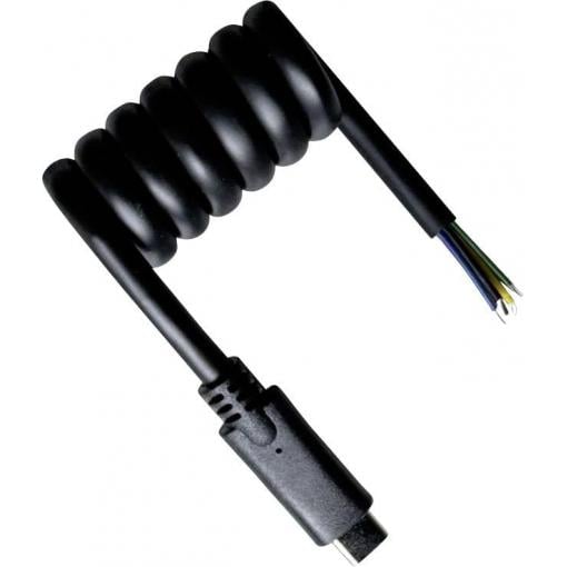 BKL Electronic Kabel USB-C Otevřené konce kabelu, USB-C ® zástrčka 50 cm černá spirálový kabel 10080174