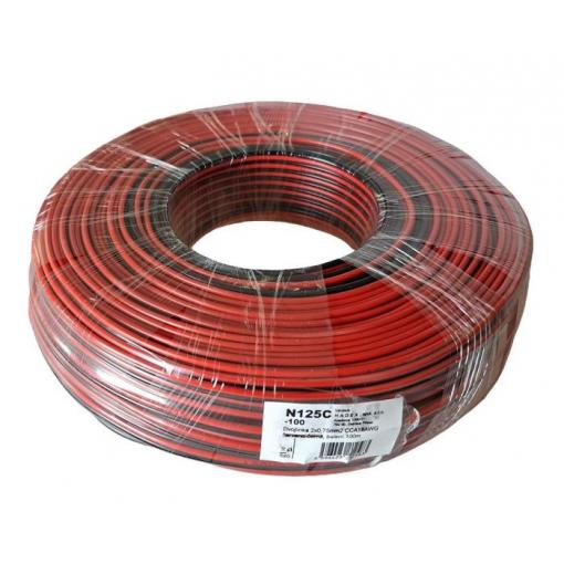 Dvojlinka 2×0,75 mm² CCA 18AWG červeno-černá, 100 m