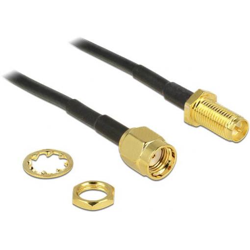 Delock pro Wi-Fi antény kabel [1x Zástrčka RPSMA - 1x Zásuvka RPSMA] 0.2 m černá