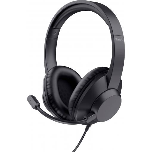 Trust Trust Ayda Max - Headset - On-Ear - kabelgebunden sluchátka uzavřená (Over Ear) kabelová stereo černá Redukce šumu mikrofonu headset Počítače