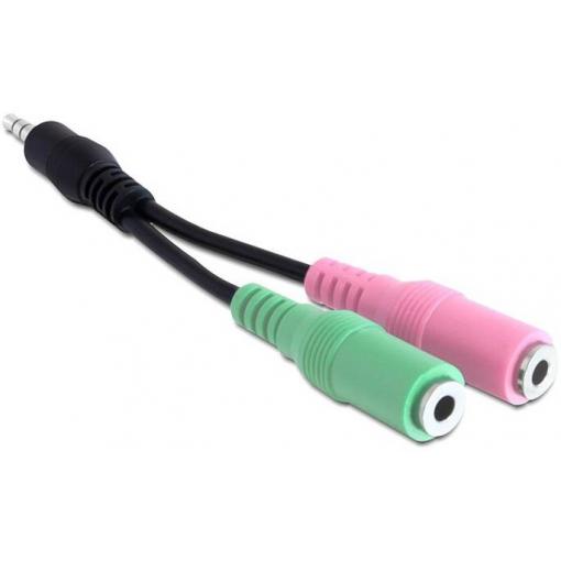 Delock 65344 jack audio kabel [1x jack zástrčka 3,5 mm - 1x jack zásuvka 3,5 mm] 10 cm vícebarevná