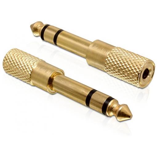 Delock 65361 65361 jack audio adaptér [1x jack zástrčka 6,3 mm - 1x jack zásuvka 3,5 mm] zlatá
