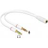Delock 65585 jack audio kabel [1x jack zásuvka 3,5 mm - 2x jack zástrčka 3,5 mm] 20 cm bílá