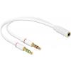 Delock 65585 jack audio kabel [1x jack zásuvka 3,5 mm - 2x jack zástrčka 3,5 mm] 20 cm bílá