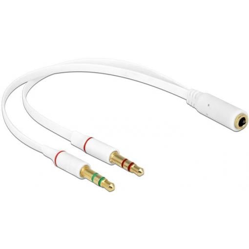 Delock 65585 jack audio kabel [1x jack zásuvka 3,5 mm - 2x jack zástrčka 3,5 mm] 20 cm bílá